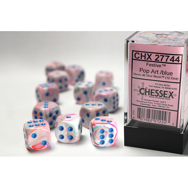 Chessex - 16mm D6 - Festive: Pop Art/Blue