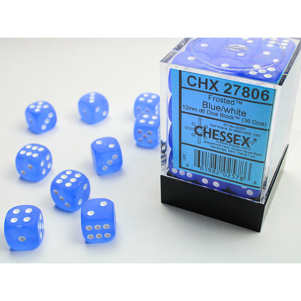 Chessex - 12mm D6 - Frosted: Blue/White