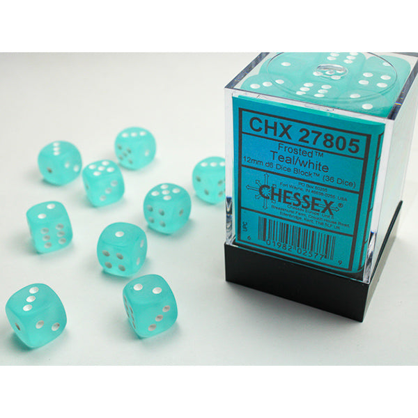 Chessex - 12mm D6 - Frosted: Teal/White
