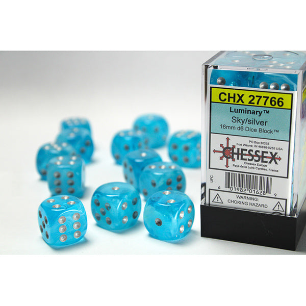 Chessex - 16mm D6 - Luminary: Sky/Silver