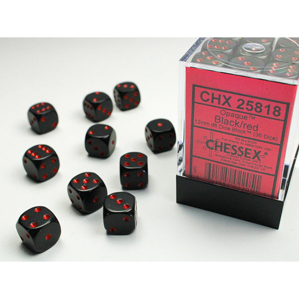 Chessex - 12mm D6 - Opaque: Black/Red