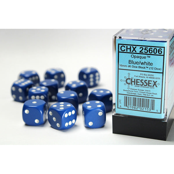 Chessex - 16mm D6 - Opaque: Blue/White