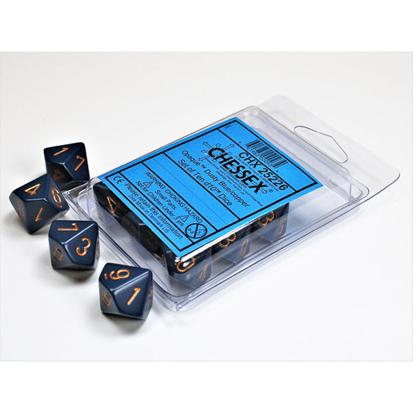 Chessex - 10 D10 - Opaque: Dusty Blue/Copper