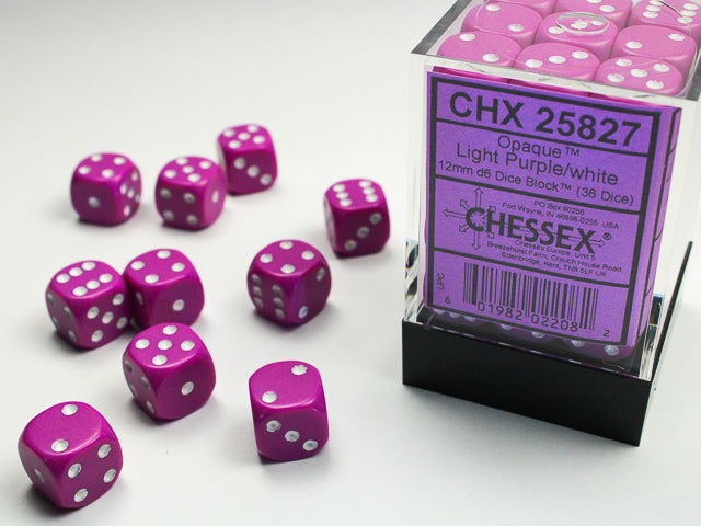 Chessex - 12mm D6 - Opaque: Light purple/white