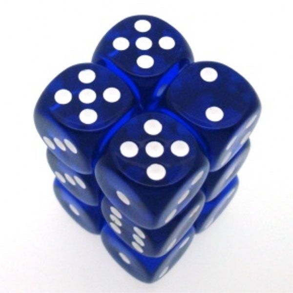 Chessex - 16mm D6 - Translucent - Blue/White