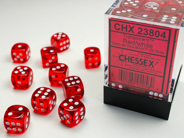 Chessex - 12mm D6 - Translucent: Red/White