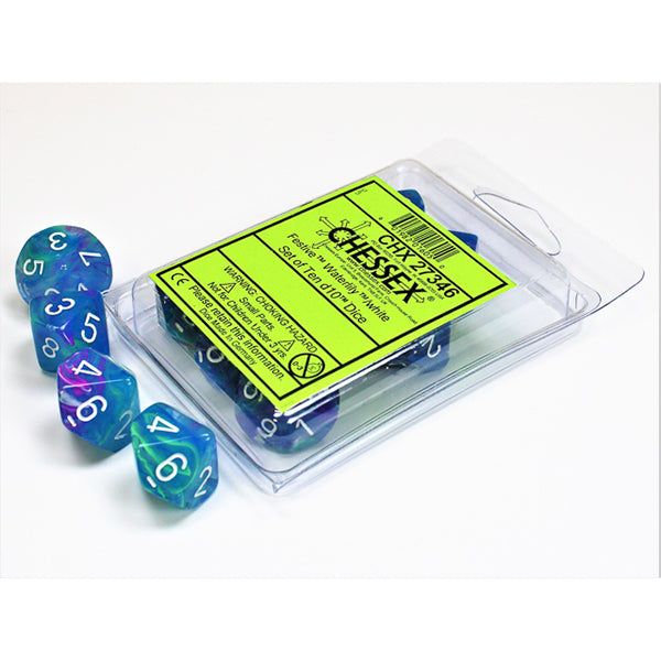 Chessex - 10 D10 - Festive: Waterlily/White