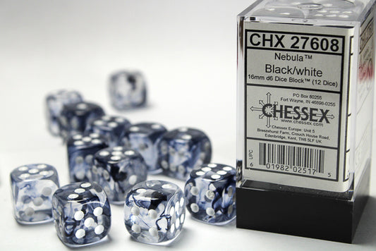 Chessex - 16mm D6 - Nebula: Black/White
