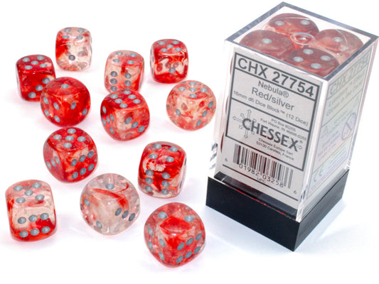 Chessex - 16mm D6 - Nebula: Red/Silver