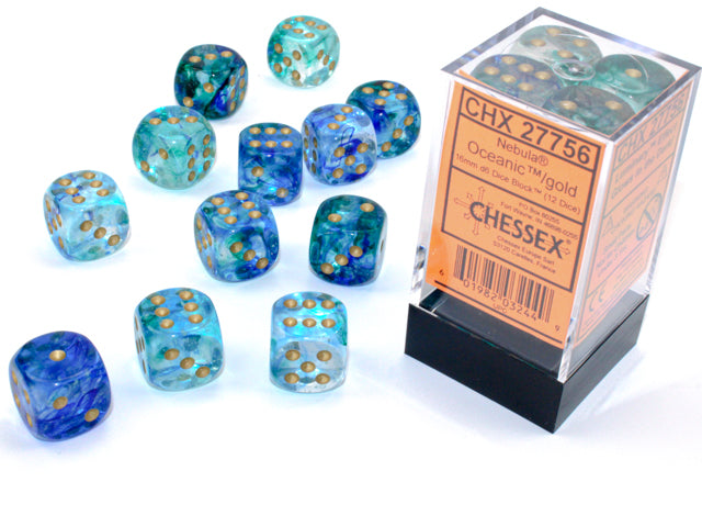 Chessex - 16mm D6 - Nebula: Oceanic/Gold