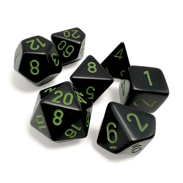 Chessex - Polyhedral 7-Die Set - Opaque: Black/Green