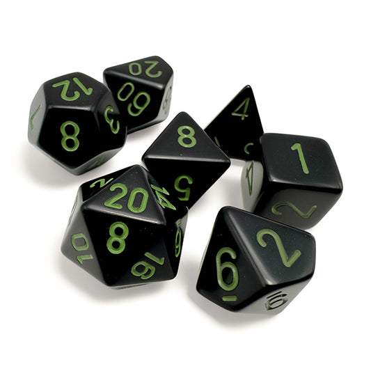 Chessex - Polyhedral 7-Die Set - Opaque: Black/Green