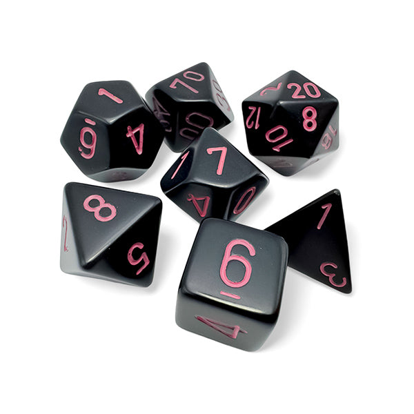 Chessex -  Polyhedral 7-Die Set - Opaque Black/Pink
