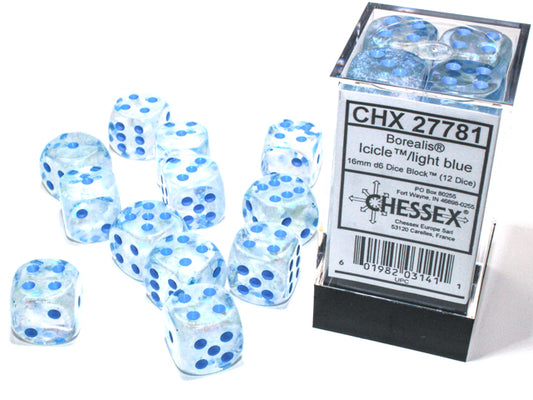 Chessex - 16mm D6 - Borealis: Icicle/Light Blue
