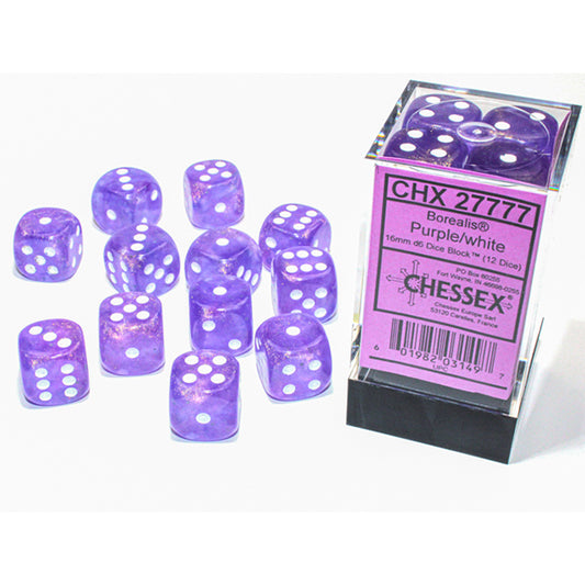 Chessex - 16mm D6 - Borealis: Purple/White