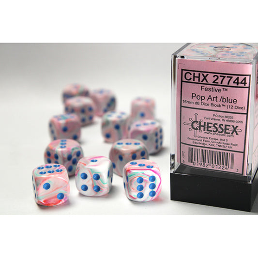 Chessex - 16mm D6 - Festive: Pop Art/Blue