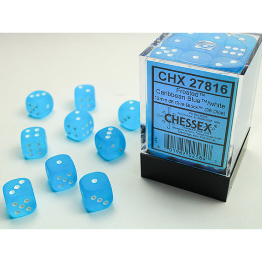 Chessex - 12mm D6 - Frosted: Caribbean Blue/White
