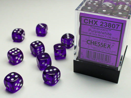 Chessex - 12mm D6 - Frosted: Purple/White