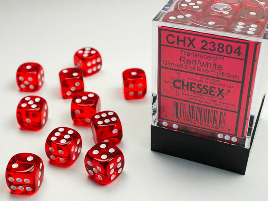 Chessex - 12mm D6 - Frosted: Red/White