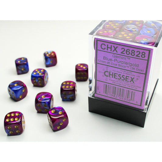 Chessex - 12mm D6 - Gemini: Blue-Purple/Gold