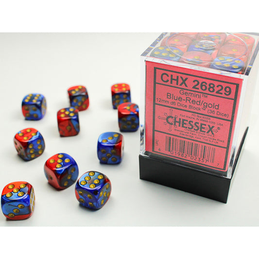 Chessex - 12mm D6 - Gemini: Blue-Red/Gold