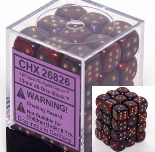 Chessex - 12mm D6 - Gemini: Purple-Red/Gold