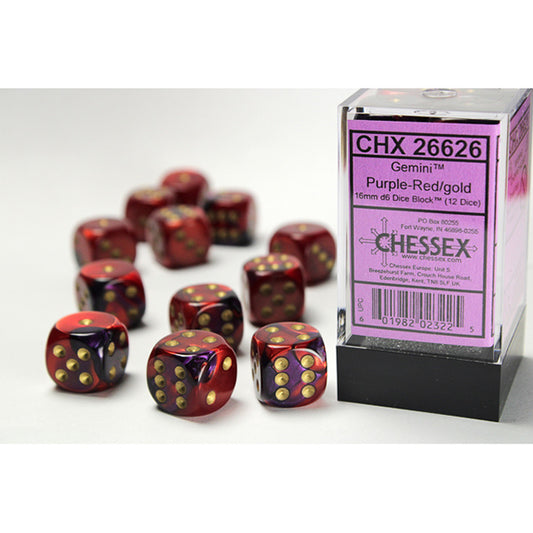 Chessex - 16mm D6 - Gemini: Purple-Red/Gold