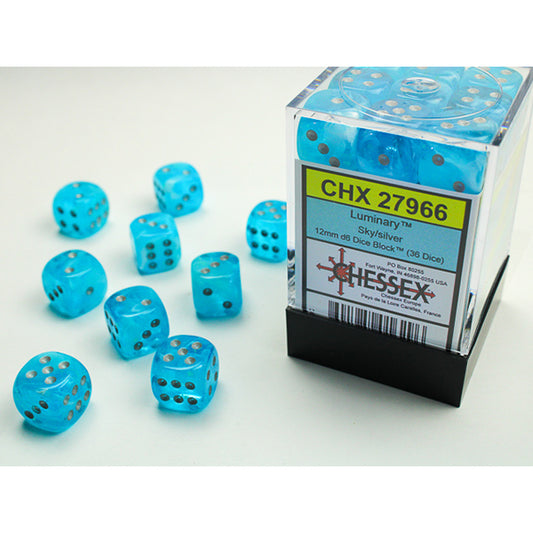 Chessex - 12mm D6 - Luminary: Sky/Silver