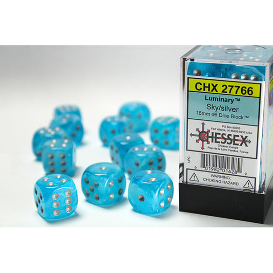 Chessex - 16mm D6 - Luminary: Sky/Silver
