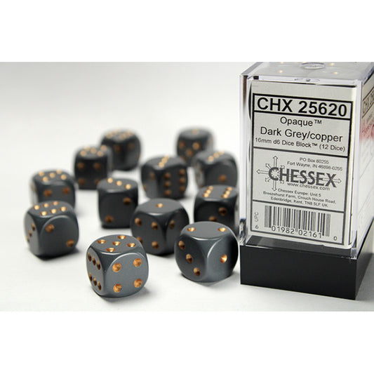 Chessex - 16mm D6 - Opaque - Dark Grey/Copper