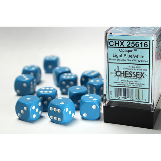 Chessex - 16mm D6 - Opaque - Light Blue/ White
