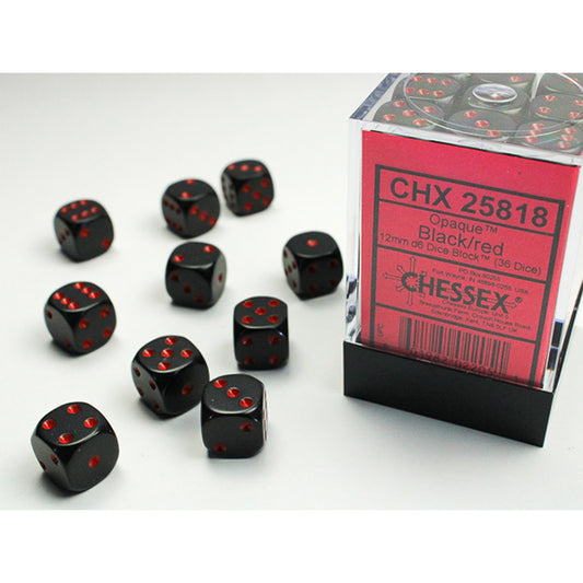 Chessex - 12mm D6 - Opaque: Black/Red