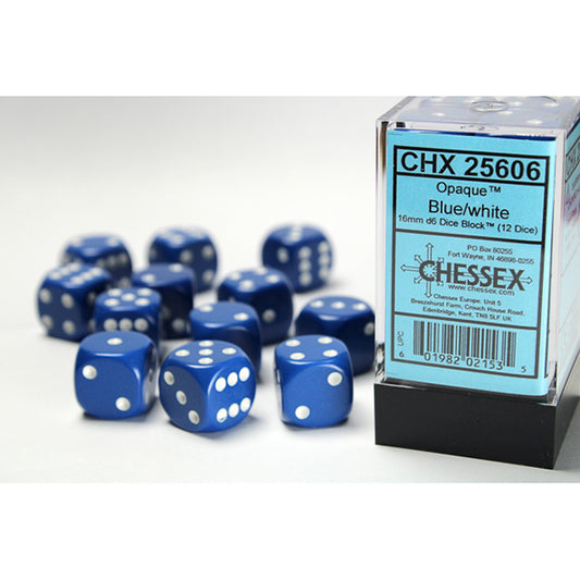 Chessex - 16mm D6 - Opaque: Blue/White