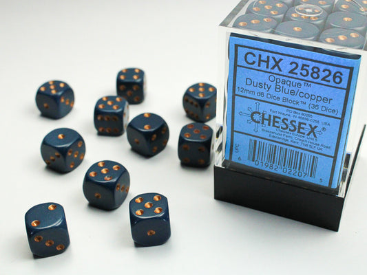 Chessex - 12mm D6 - Opaque: Dusty Blue/Copper