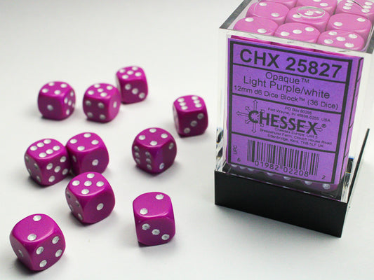 Chessex - 12mm D6 - Opaque: Light purple/white