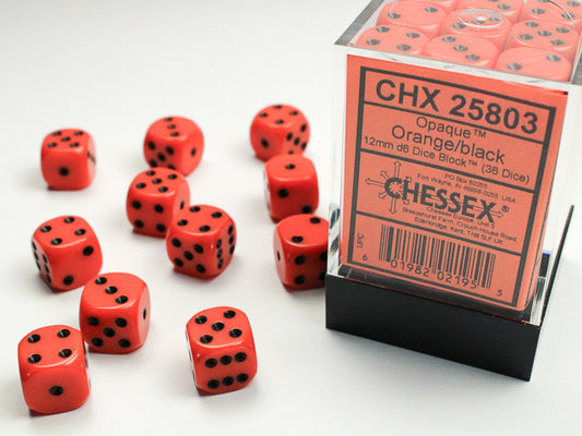 Chessex - 12mm D6 - Opaque: Orange/Black