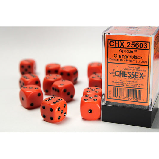 Chessex - 16mm D6 - Opaque: Orange/Black