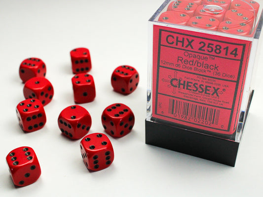 Chessex - 12mm D6 - Opaque: Red/Black