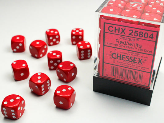 Chessex - 12mm D6 - Opaque: Red/White