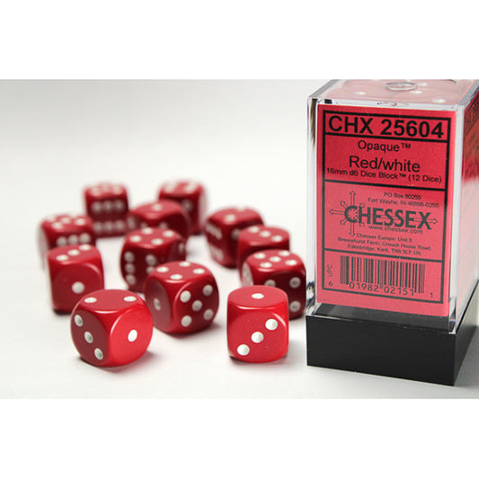 Chessex - 16mm D6 - Opaque: Red/White