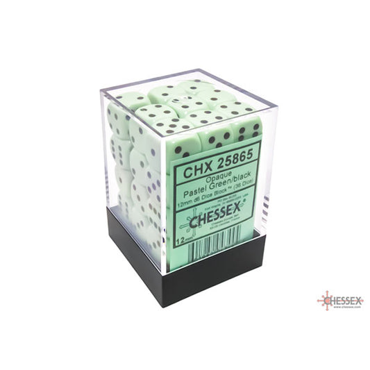 Chessex - 12mm D6 - Opaque: Pastel Green/Black