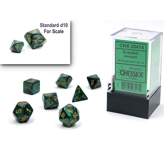 Chessex - Mini Polyhedrals - Scarab: Jade/Gold