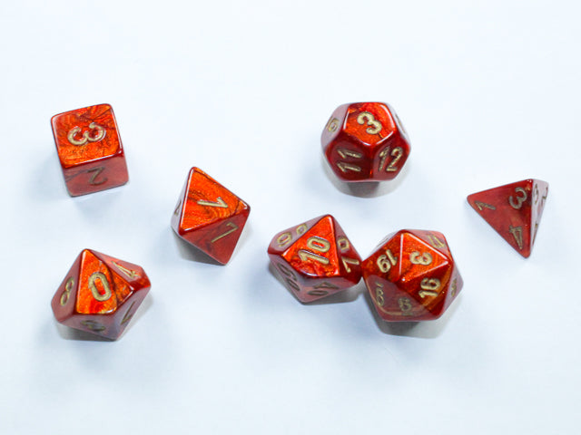 Chessex - Mini Polyhedrals - Scarab: Scarlet/Gold