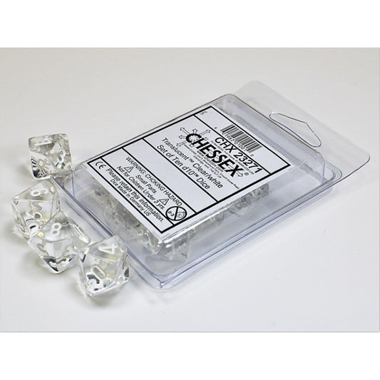 Chessex - 10 D10 - Translucent: Clear/White