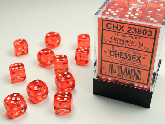 Chessex - 12mm D6 - Translucent: Orange/White