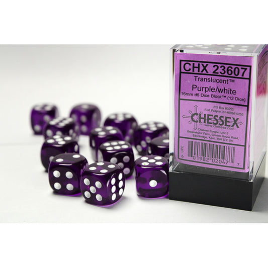 Chessex - 16mm D6 - Translucent: Purple/White
