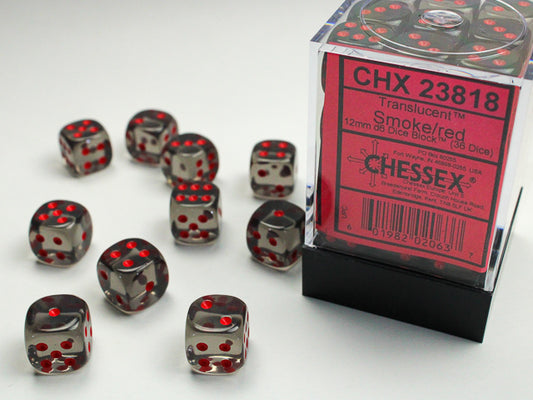 Chessex - 12mm D6 - Translucent: Smoke/Red