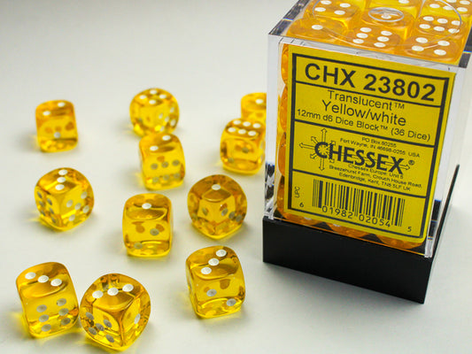 Chessex - 12mm D6 - Translucent: Yellow/White