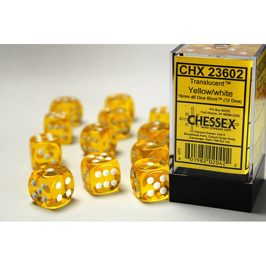 Chessex - 16mm D6 - Translucent - Yellow/White
