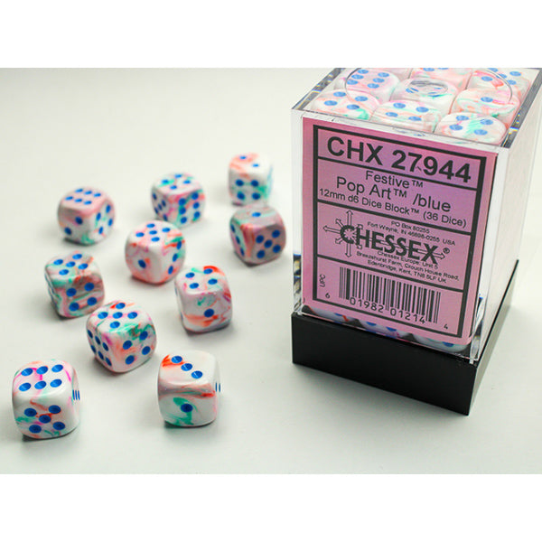 Chessex - 12mm D6 - Festive: Pop-Art/Blue